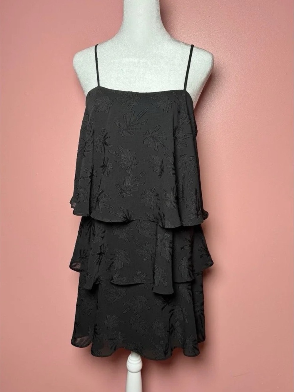 Black Tiered Spaghetti-Strap Mini Dress